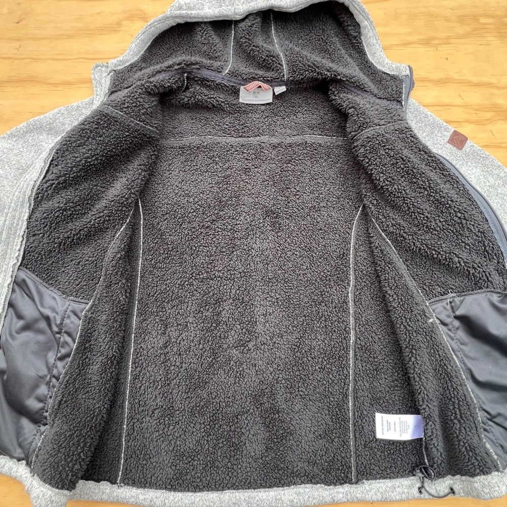 Rugged Elements Mens Gray Sherpa Lined Full Zip Sweater Fleece Hoodie Jacket L - Picture 6 of 10